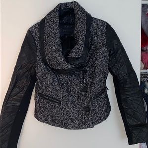 Chic tweed and leather moto jacket